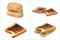 Pieces of Burnt Toast on white background