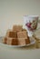 Pieces of chocolate wafer cake on plate