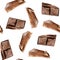 Pieces of chocolate watercolor seamless pattern