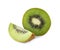 Pieces of fresh kiwis on background