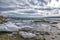 Pieces of freshwater ice at in the water near coast