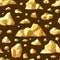 Pieces of golden ore seamless pattern. Treasure stones of various shapes with fossil materials mining for precious