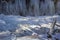 Pieces of ice glisten in the sun. Lake Baikal, Russia.