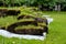 Pieces of lawn piled in a pile in summer