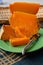 Pieces of native French aged cheese Mimolette, produced in Lille with greyish curst made by special cheese mites close up