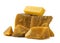 Pieces of organic beeswax on a white background. The use of beeswax in apitherapy. Production Ingredient for Medical and