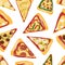 Pieces of pizza, seamless pattern for your design