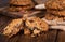 Pieces of Raisin Pecan Oatmeal Cookies