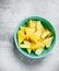 Pieces of ripe pineapple in a bowl