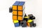 Pieces of Rubik`s Cube 3D puzzle cube for problem solving