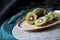 Pieces of Sliced Red Kiwifruit on Plate