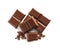 Pieces of tasty milk chocolate on white background