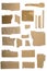 Pieces of torn brown corrugated cardboard