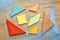 Pieces of wooden tangram puzzle