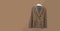 Pied de poule blazer on hanger. Composition of clothes. Flat lay, top view, copy space. Clothes pattern. Elegant women`s jacket