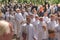 Piekary Slaskie, Poland, May 28, 2023: Pilgrimage of men and young men to Mary Piekarska. A group of extraordinary Ministers of