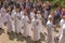 Piekary Slaskie, Poland, May 28, 2023: Pilgrimage of men and young men to Mary Piekarska. A group of extraordinary Ministers of