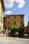 Pienza, 26th august: Porta al Ciglia Gate of Corso Rossellino Street from Pienza town on VaL D`Orcia. Tuscany region. Italy