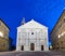 Pienza Val d\\\'Orcia Tuscany Italy. Piazza Pio II square at sunset. The Cathedral