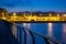 Pier at beach of Badalona in evening