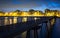 Pier at beach of Badalona in evening