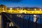 Pier at beach of Badalona in night. Catalonia