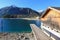 A pier for boat trips on Achensee Lake during winter in Tirol, A
