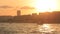 Pier and boats, the Bosphorus and the Golden Horn in the city of Istanbul. Golden evening or mor