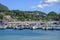 Pier with boats on the island Corfu, Greece.