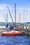 Pier and boats in Reichenau Island on Lake Constance