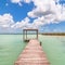 Pier in Caribbean Bacalar lagoon, Quintana Roo, Mexico