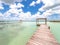 Pier in Caribbean Bacalar lagoon, Quintana Roo, Mexico