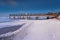 Pier in Chalupy village in Poland in winter season.