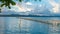 Pier of Dive Station - Kri Island. Clound above Gam in Background. Raja Ampat, Indonesia, West Papua