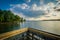 Pier and dramatic sky over Lake Norman, at Ramsey Creek Park in