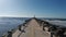 Pier e farol da Praia Molhes. Torres. Rio Grande do Sul. Dia de cÃ©u azul com sol