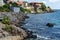 Pier on embankment of old town of Sozopol, Bulgaria