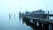 Pier in the fog. Marken, The Netherlands 4K