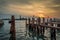 Pier in front of the Basilica San Giorgio Maggiore, at sunset