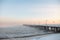Pier, jetty on the sea-ice-floe. Poland, Gdynia