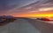 On the pier in Laukvik at sunset,Norway