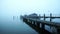 Pier in the mist. Marken, The Netherlands 4K