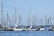 Pier with moored yachts, Lake Geneva, Switzerland