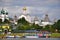 A pier on Nero lake and Kremlin in Rostov The Great