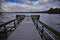 Pier onto the Wisconsin River at Council Grounds State Park in Winter