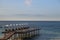 A pier with parasols and loungers in Cannes