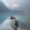 Pier Reflections: Serene Lake Embraces Silent Boat