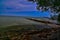 Pier and rocky shore of lake Michigan near sheboygan WI