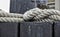 Pier, Ropes tied to steel post, Industrial