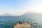 Pier at San Marcos La Laguna with beaufiful scenery of Lake Atitlan and volcanos - Guatemala